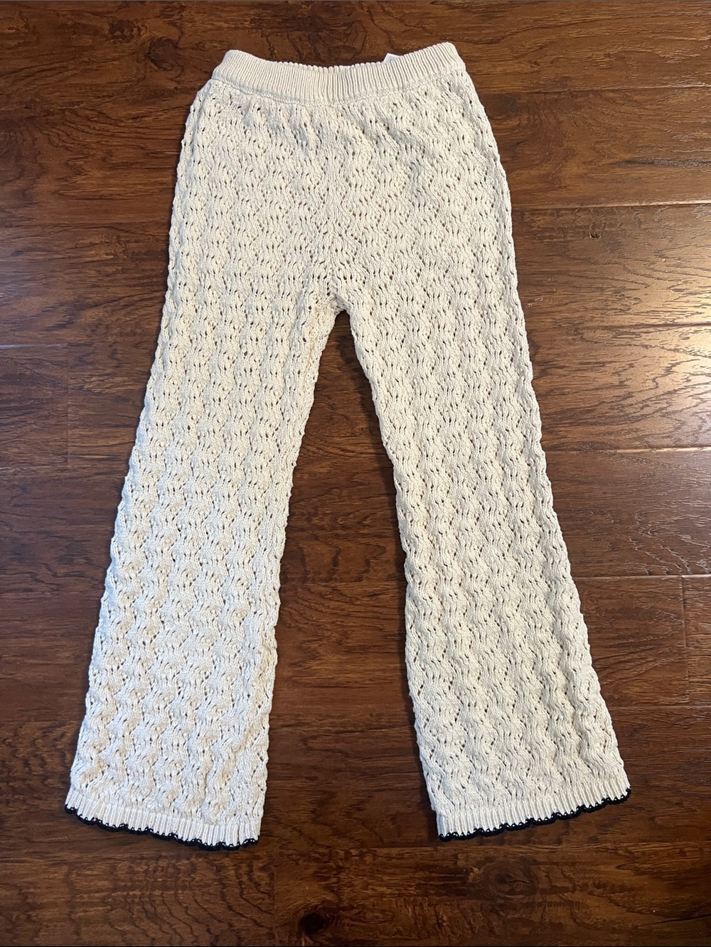 Zara Girls Cream Knit Flare Leggings